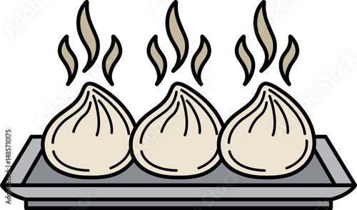 Steamed buns on a tray