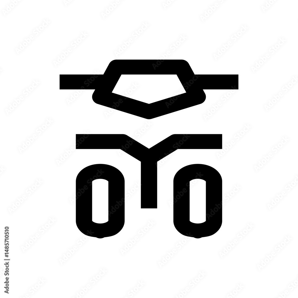 A stylized black and white drawing of a motorcycle with a geometric design for the handlebars and wheels A stylized black and white drawing of a motorcycle with a geometric design for the handlebars and wheels
