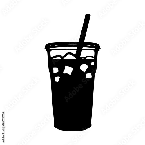 Iced coffee drink vector illustration for cafe menu design and summer beverage advertising need
