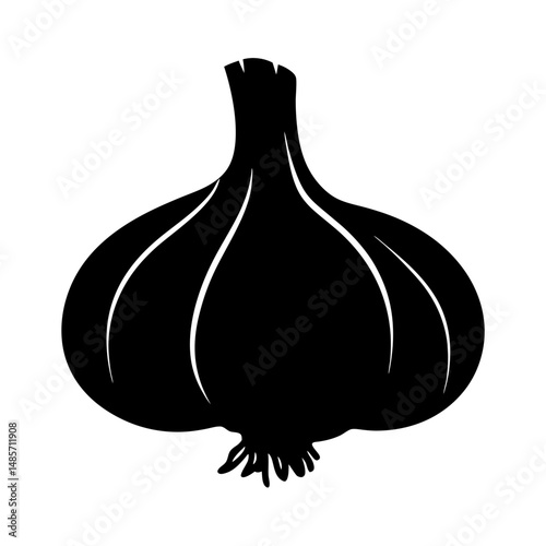 Black garlic bulb vector illustration culinary ingredient flavoring food spice healthy diet 90