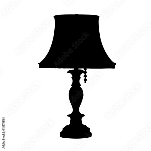 Black silhouette of a table lamp for home decor lighting and interior design illustration vector art