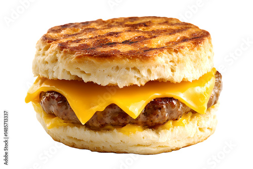 morning breakfast burger with petty and cheese on transparent background