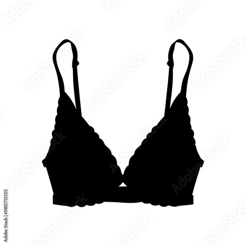 Black bralette lingerie silhouette vector illustration for fashion and clothing design projects
