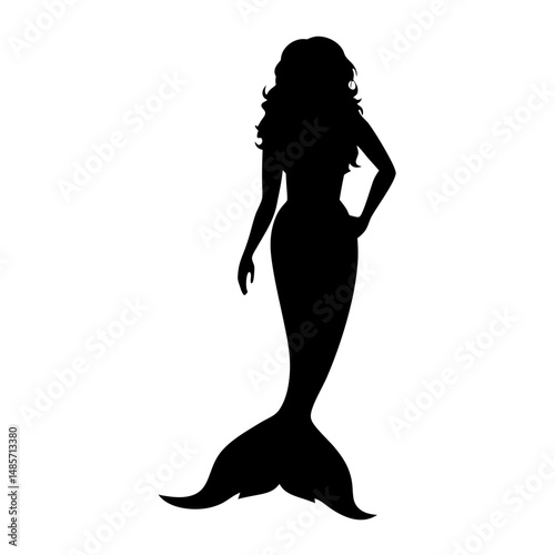 Mermaid silhouette vector art illustration drawing design sea ocean mythical creature fantasy tale beauty