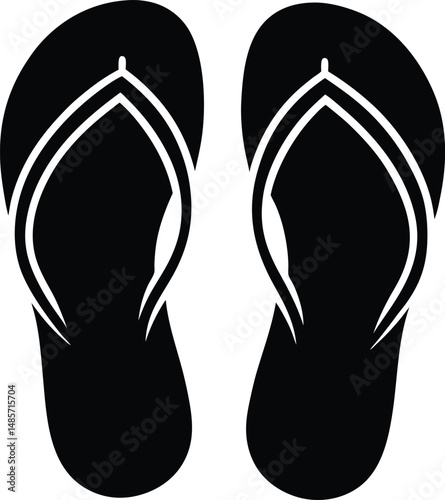 Simple Black Flip Flop Silhouette Summer Beach Sandal Design