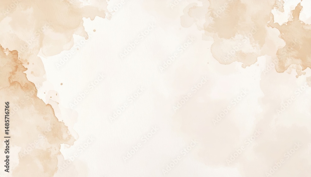 Obraz premium Abstract Beige Watercolor Background Texture with Soft Brown Splashes Ideal for Wedding Invitations or Branding Designs