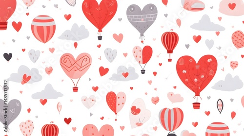 Seamless Valentine's Day Pattern with Adorable Elements for Romantic Designs