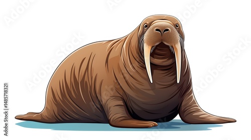 Cute Cartoon Walrus Vector Illustration for Children's Books and Educational Materials