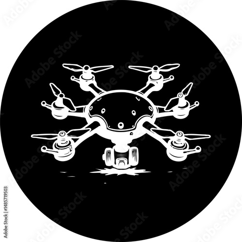 Minimalist illustration of a drone with propellers, aerial vehicle concept