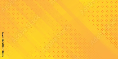 Retro yellow halftone background with diagonal lines and comic-style dot pattern, great for pop art, posters, and graphic design projects