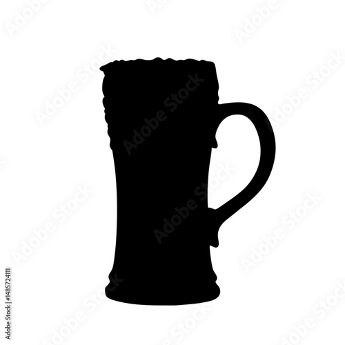 Silhouette of beer mug stein vector image for bar pub brewery drink alcohol celebration oktoberfest