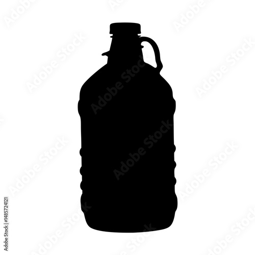 Silhouette of a glass jug, water container, liquid storage, beverage holder, homebrew bottle
