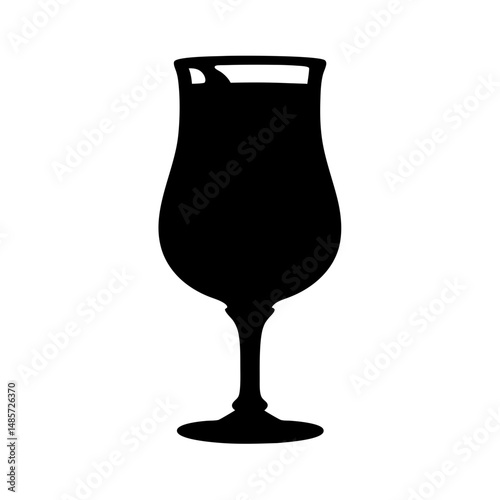 Isolated silhouette of cocktail glass for bar menu design and drink recipe illustration use