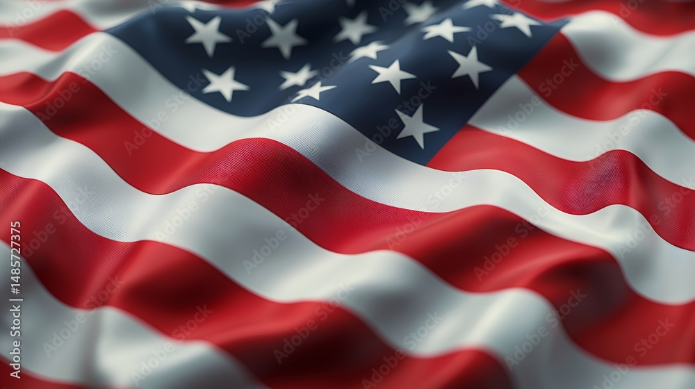 Obraz premium Detailed rendering of the american flag with a wavy texture creating a dynamic feel