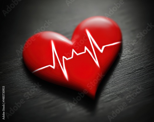 Heart Symbol with EKG Line on Black Background Representing Love, Health, and Emotion in a Modern Epistolary Design