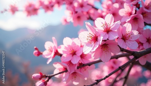 Vibrant sakura explosion, densely packed blossoms, full bloom , white, full bloom