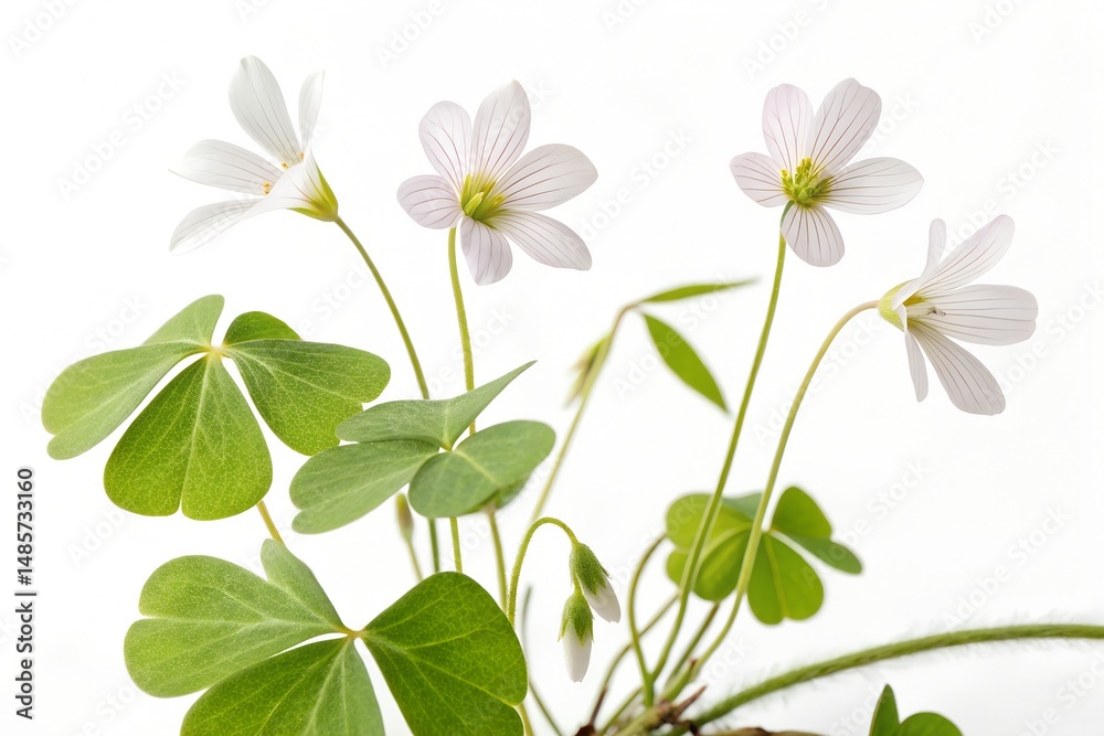 Fototapeta premium White anemone flowers bloom in spring, their delicate white petals a beautiful closeup against a pure white background