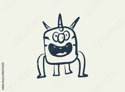 Illustration of an Alien and Monster Doodle