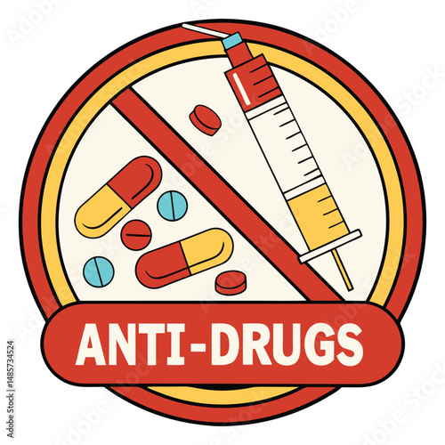Anti-Drug Awareness Banner Health and Safety Campaign Illustration 