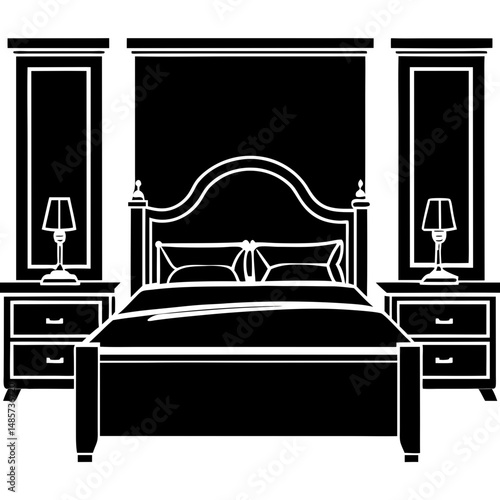 Luxury Bedroom Silhouette with Mood Lighting