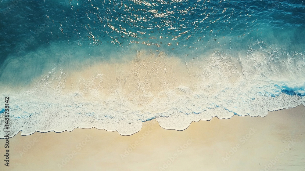 Fototapeta premium Tropikalny krajobraz z plażą i oceanem, tło generative ai 