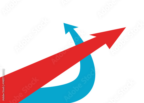 Red Arrow Moving Straight Forward, Blue Arrow Turning Away