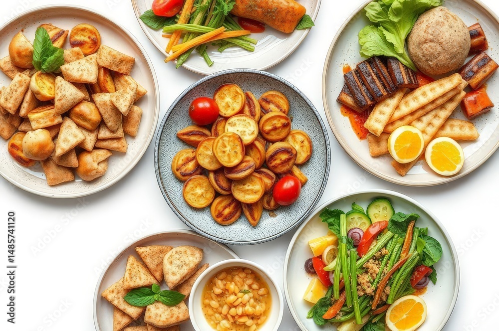 Variety of Plates with Food Variety of Plates with Food