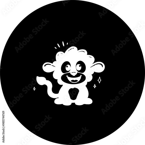 Playful cartoon animal character design in a minimalist black and white style