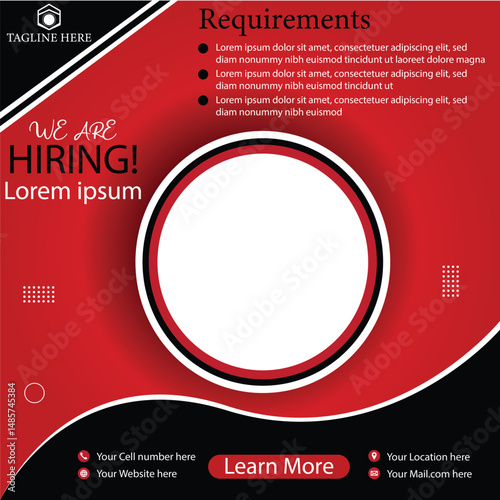 we are hiring social media poster design vector templates