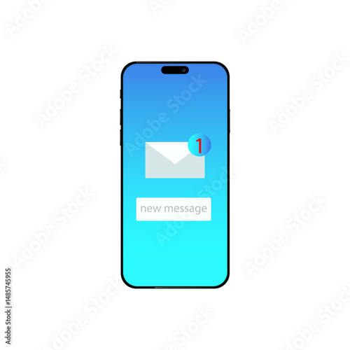 realistic smartphone with new message notification vector illustration.eps