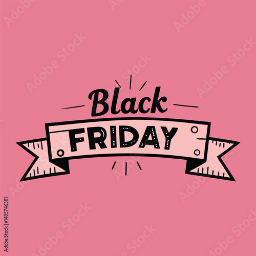 Black Friday banner on a vibrant pink background featuring bold, eye-catching text and graphics designed to highlight massive discounts and irresistible holiday deals.
