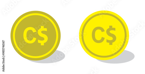Dollar coin vector icon. Canadian Dollar coin symbol collection. Coin symbols