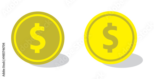 dollar coin vector icon. US dollar coin symbol collection. Coin symbol