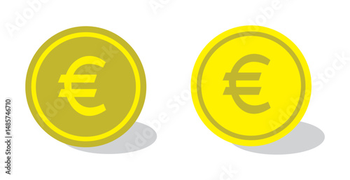 euro coin vector icon. Spanish euro coin symbols collection. Coin symbols