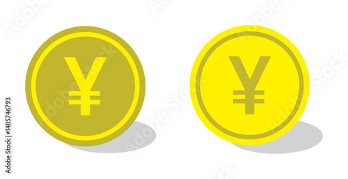Yen coin vector icon. Japanese Yen coin symbols collection. Coin symbols
