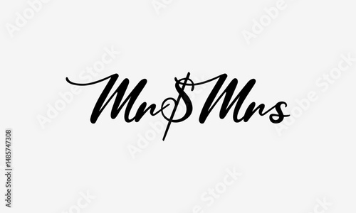 Mr & Mrs Script Vector – Elegant Wedding Typography Design for Couples, Signs & Romantic Decor
