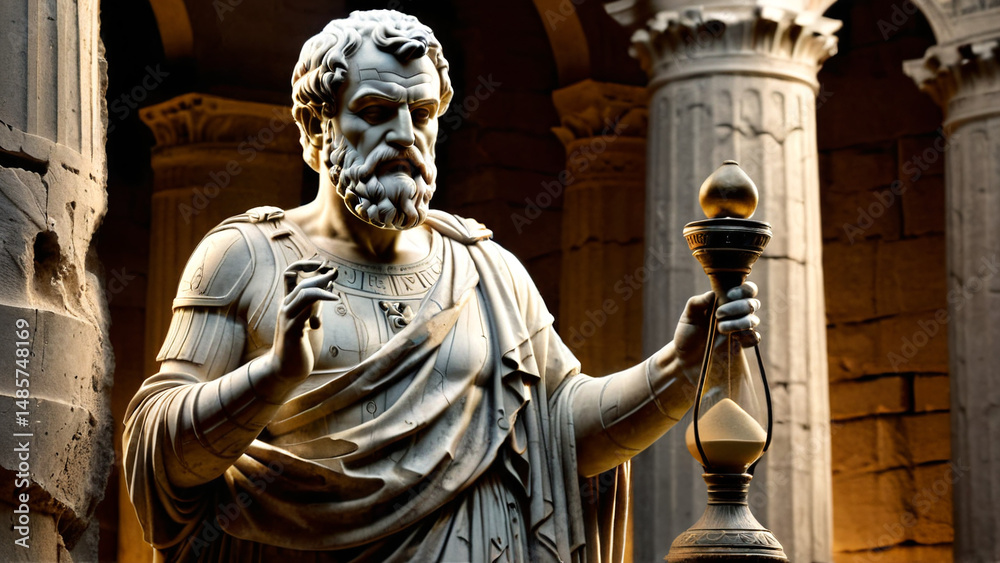 Bearded Guardian Stands Beneath Latin Inscriptions Bearded Guardian Stands Beneath Latin Inscriptions