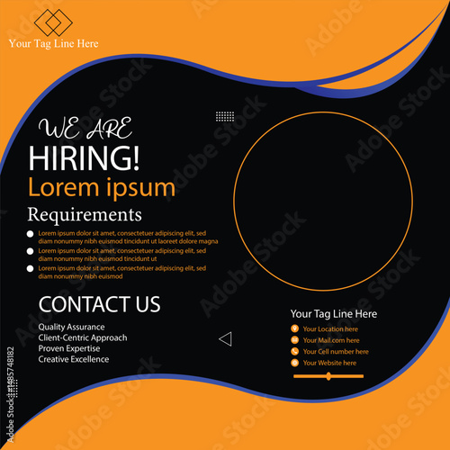we are hiring social media poster design vector templates