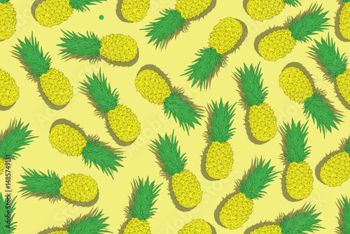 pattern, seamless, pineapple, tropical, vector, background, summer, illustration, fruit, wallpaper, print, exotic, design, nature, textile, art, fabric, decoration, drawing, plant, green, texture, 