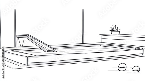 Child's indoor pool illustration with slide, possible use for children's product design photo