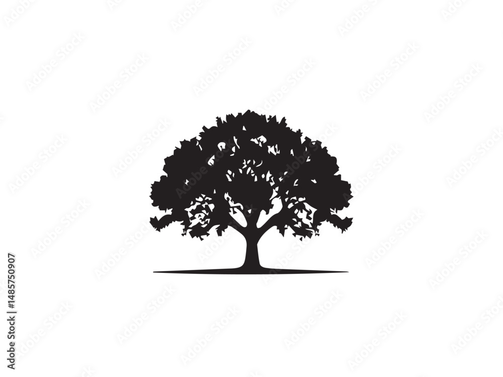 Fototapeta premium Tree silhouette. Black Tree silhouette on white background. Vector illustration. 