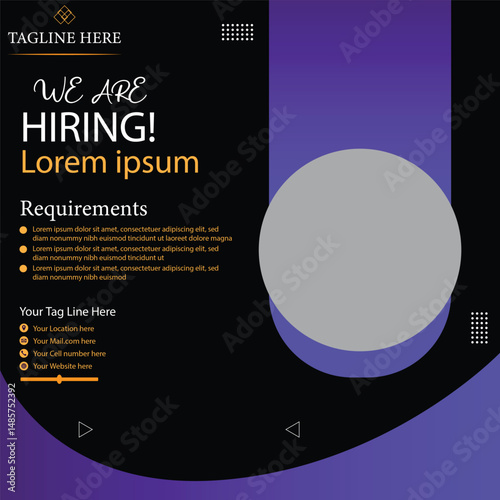 we are hiring social media poster design vector templates