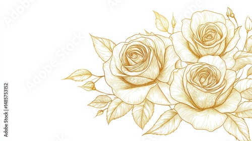 Fototapeta Naklejka Na Ścianę i Meble -  Delicate gold roses
