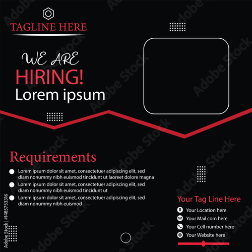 we are hiring social media poster design vector templates