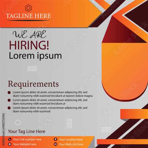 we are hiring social media poster design vector templates