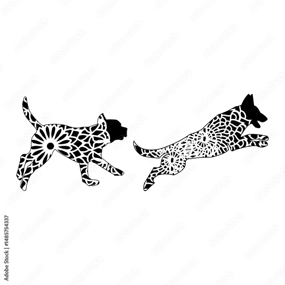 Fototapeta premium Dog Animal Mandala, Animal Silhouette