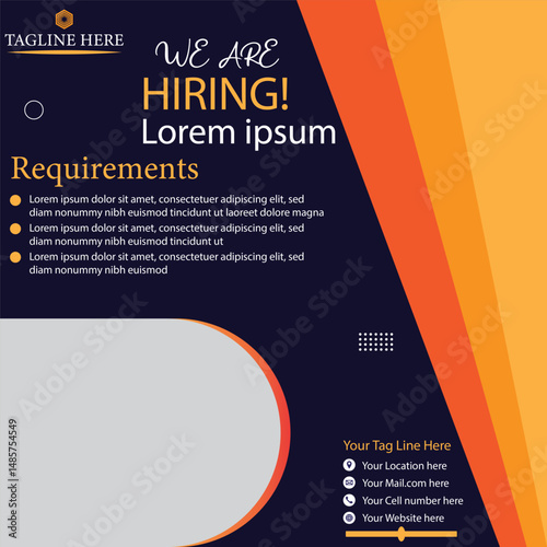 we are hiring social media poster design vector templates