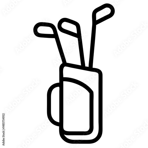 Golf Clubs Bag Vector Illustration, Golf Equipment Outline, Sports Gear Clipart