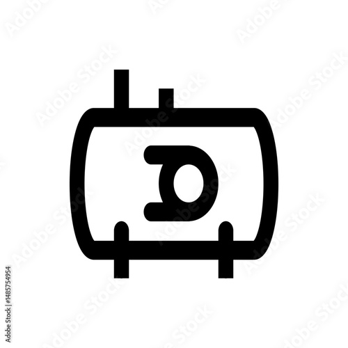 Illustration of a horizontal tank with two vertical pipes and an internal circular element design