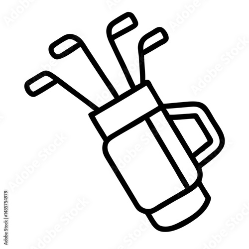 Golf Clubs Bag Vector Illustration, Golf Equipment Outline, Sports Gear Clipart